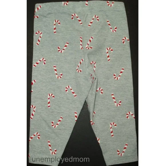 3M Christmas Leggings Little Girls Candy Cane Long Pant Trousers Holiday - Picture 3 of 4